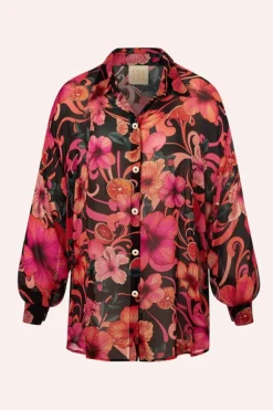 Solace Button Up Shirt Hibiscus Pink