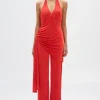 The 'Halle' Jersey Jumpsuit Tomato Red