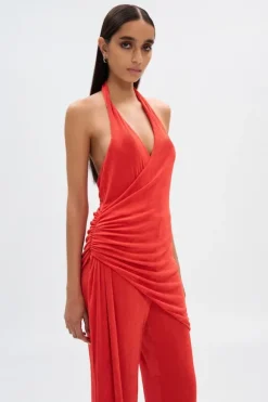 The 'Halle' Jersey Jumpsuit Tomato Red