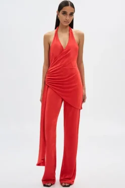 The 'Halle' Jersey Jumpsuit Tomato Red