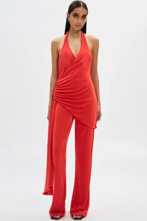 The 'Halle' Jersey Jumpsuit Tomato Red