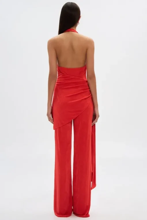 The 'Halle' Jersey Jumpsuit Tomato Red
