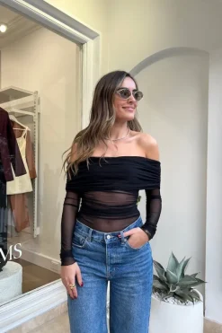 Yasmin Off Shoulder Top Black